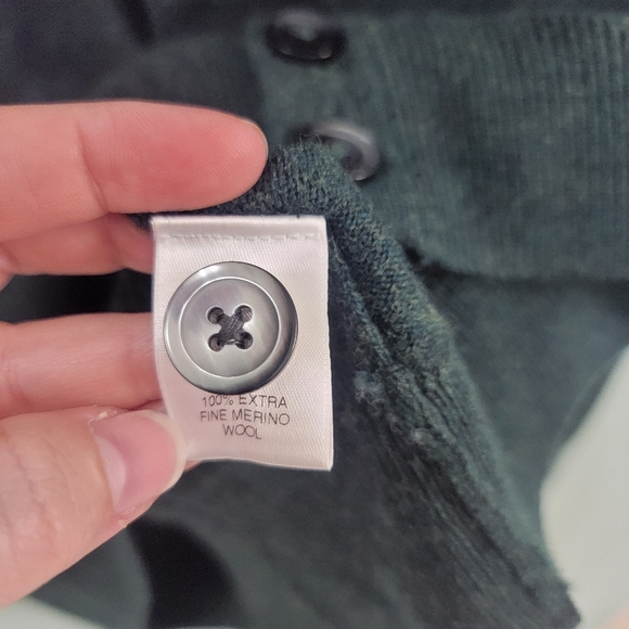 Turnbury Merino Wool 100% Green Cardigan Large - Picture 6 of 7